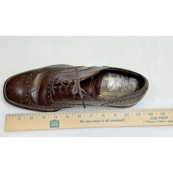 JOHNSTON & MURPHY ARISTOCRAFT Wingtip Brogue Shoe Men’s Sz 10 C/A Brown Lace VTG - Picture 10 of 10